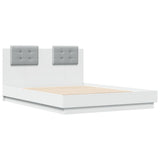 Bed Frame with LED without Mattress White 140x190 cm 3210038