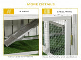 Indoor Rabbit Hutch, Guinea Pig Cage, with Slide-Out Tray, Large Fenced Area - Light Grey T3398P347611
