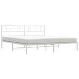 Bed Frame White Powder-Coated Steel Double Bed Frame 355321