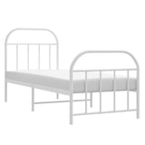 Metal Bed Frame without Mattress with Footboard White 75x190cm 353692
