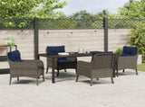 Garden Dining Set with Cushion 5 pcs Grey Poly Rattan 3380193