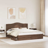 Bed Frame with Drawer Brown Oak 200 x 200 cm Engineer Wood 3413386