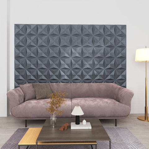 3D Wall Panels 48 pcs 50x50 cm Origami Grey 12 m² 150922