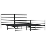 Metal Bed Frame without Mattress with Footboard Black 180x200cm 352341