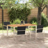 Garden Dining Set 5 pcs Solid Teak Wood and Stainless Steel 3334831
