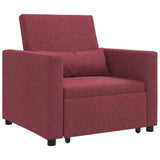 Pull out Sofa Bed Single Wine red 90 x 165 x 87 cm Fabric 42002687