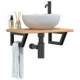 Basin Shelf Wall Mounted Steel and Solid Wood Oak 3302343