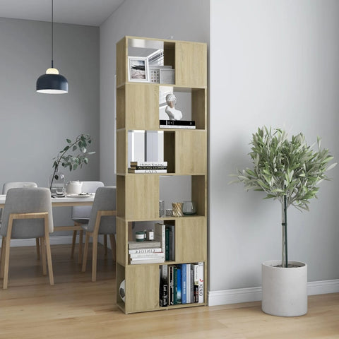 Book Cabinet Room Divider Sonoma Oak 60x24x186 cm Engineered Wood 809101