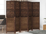 Room Divider 5 Panels Dark Brown Solid Wood Paulownia 358711