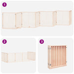 Dog Gate with Door Foldable 8 Panels 640 cm Poplar Wood 3155558