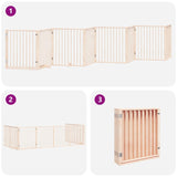 Dog Gate with Door Foldable 8 Panels 640 cm Poplar Wood 3155558
