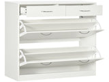 Narrow Shoe Storage with 2 Flip Drawers and Adjustable Shelves Shoe Cabinet Organizer for 12 Pairs T3398P341457