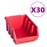 136 Piece Storage Bin Kit with Wall Panels Red and Black 150815
