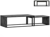 Coffee Tables Set of 2, Industrial Nest of Tables with Metal Frame for Living Room Bedroom, Dark T3398P377954