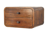 Solid Wood Floating Mini Chestnut Bedside, 2 Drawers, Dark Brown B2743P402930