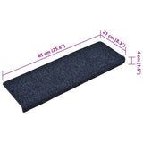 Stair Mats Self-adhesive 15 pcs 65x21x4 cm Blue Rectangular Edge 134566