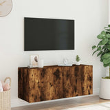TV Wall Cabinet with LED Lights Smoked Oak 100x35x41 cm 837327