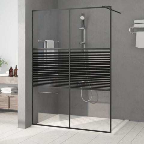Walk-in Shower Wall Black 140x195 cm Clear ESG Glass 152149