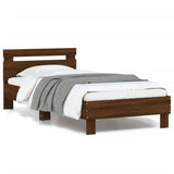 Bed Frame without Mattress with LED Lights Brown Oak 90x190 cm Single 838749