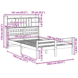 Bookcase Bed without Mattress White 135x190 cm Double Solid Wood Pine 3322254