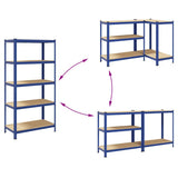 5-Layer Storage Shelf Blue Steel&Engineered Wood 4016961
