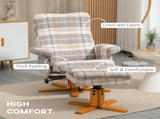 Linen Swivel Recliner Chair with Footstool, Wooden Base and Storage for Living Room, Multicolour T3398P343063