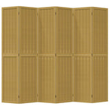 Room Divider 6 Panels Brown Solid Wood Paulownia 358827