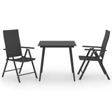 Dining Set Black PE Rattan Standard Adjustable Armrests 3060064