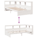 Bookcase Bed without Mattress White 100x200 cm Solid Wood Pine 3324357