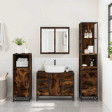 3 Piece Bathroom Furniture Set Smoked Oak Engineered Wood 3301142