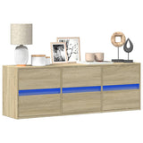 TV Wall Cabinet with LED Lights Sonoma Oak 130x31x45 cm 852301