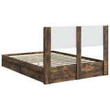 Bed Frame with Storage and Headboard Smoked Oak 135 x 190 cm 3414393