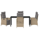 Garden Dining Set with Cushion 5 pcs Beige Poly Rattan 3380564