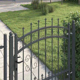Fence Gate with Spear Top with Lock Grey 103 x 100 cm Steel 42009038