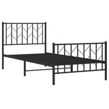 Metal Bed Frame without Mattress with Footboard Black 90x200cm 374448
