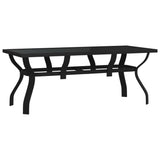 Garden Table Black 180x80x70 cm Steel and Glass 318769
