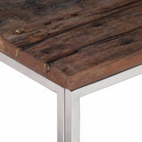 Coffee Table Silver Stainless Steel and Solid Wood Sleeper 350021