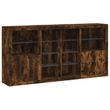Sideboard with LED Lights Smoked Oak 202x37x100 cm 3209188