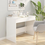 ZNTS Desk High Gloss White 101x50x76.5 cm Engineered Wood 809563