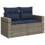 7 Piece Garden Sofa Set with Cushions Grey Poly Rattan Acacia 3327821