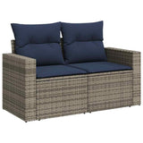 7 Piece Garden Sofa Set with Cushions Grey Poly Rattan Acacia 3327821