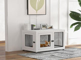 2-in-1 Dog Cage & Side Table, with Two Doors, Cushion, for Large Dogs T3398P376393