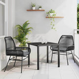 Garden Dining Set with Cushion 3 pcs Black Poly Rattan 3380869