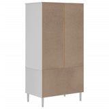 Wardrobe SENJA Rattan Look White 90x55x175 cm Solid Wood Pine 358035