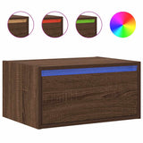 ZNTS Wall-mounted Bedside Cabinets with LED Lights 2 pcs Brown Oak 860224