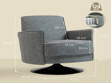Upholstered Swivel Accent Chair with Thick Padding, Grey T3398P554105