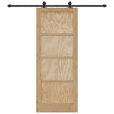 Sliding Door Natural and Black 83 x 211 cm Solid Pine Wood 3333366