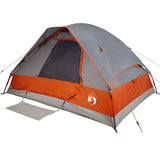 Camping Tent Dome 4-Person Grey and Orange Waterproof 94779