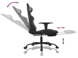 Massage Gaming Chair with Footrest Black and Taupe Fabric 345482