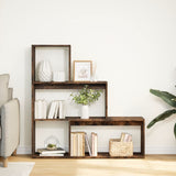 Room Divider Bookcase 3-Tier Smoked Oak 123x29x123 cm Engineered Wood 857989